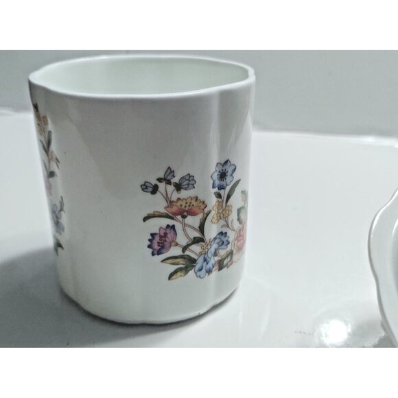 Aynsley Vintage Bone China Cottage Garden - Lidded Jam Pot Butterfly Handle 5" - Picture 10 of 14